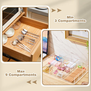 Clear Acrylic Drawer Organizer, 9 Compartments – Yosham
