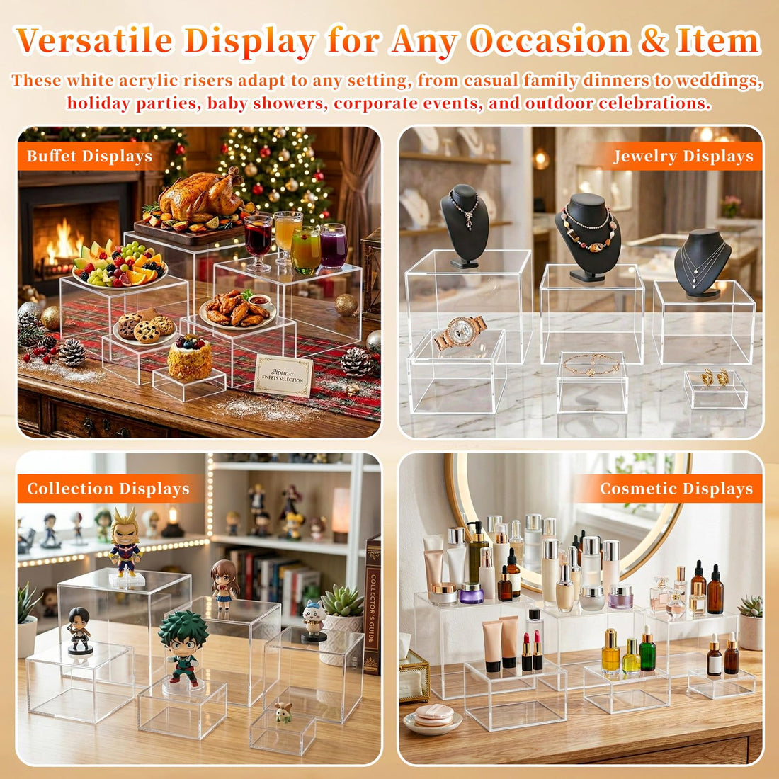 Clear Acrylic Nesting Display Risers, 6 Sizes, Set of 6 – view 5