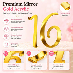 Gold Mirror Acrylic Cake Topper Numbers 0-9 – Yosham