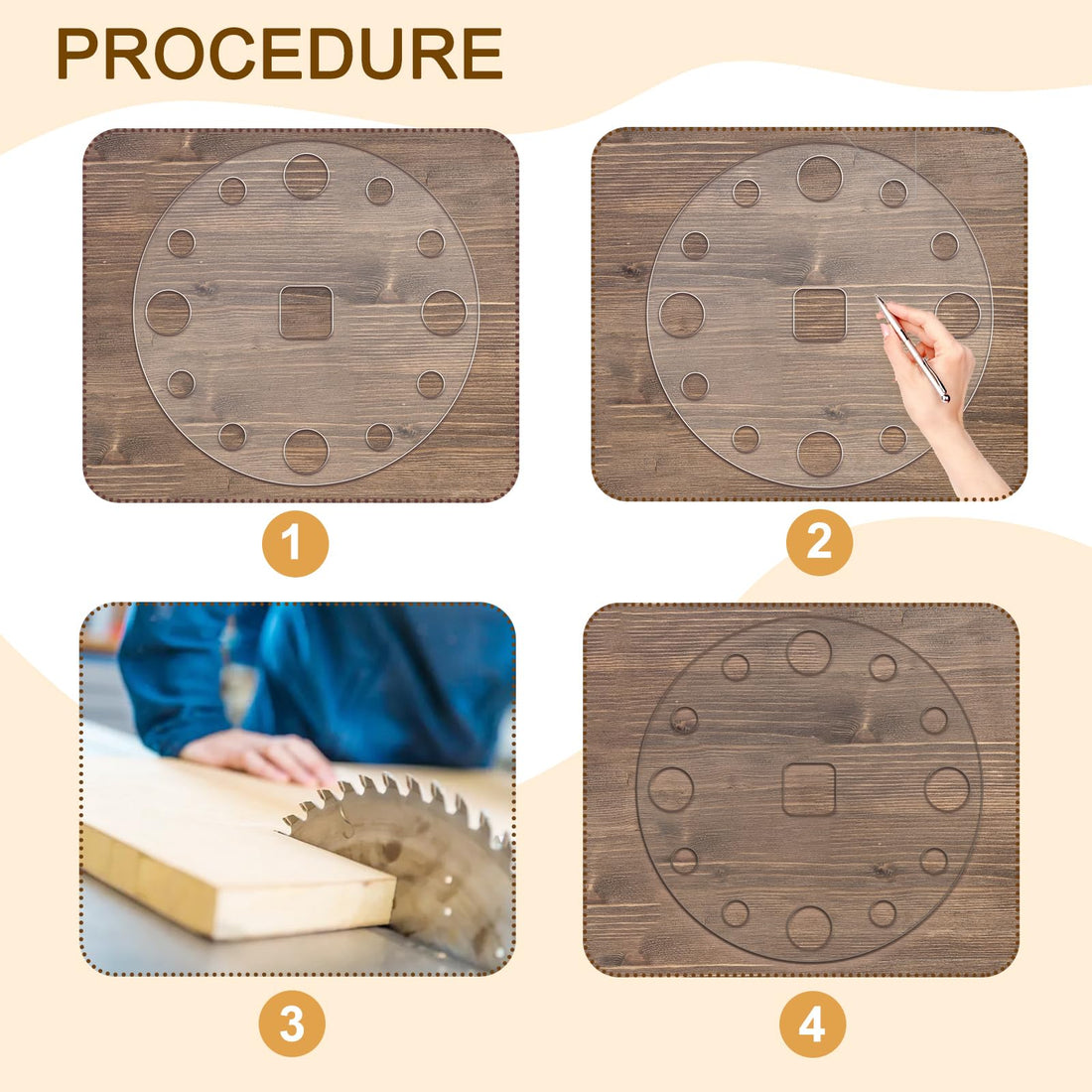 Acrylic Clock Face Router Template, 12" Circle – view 4