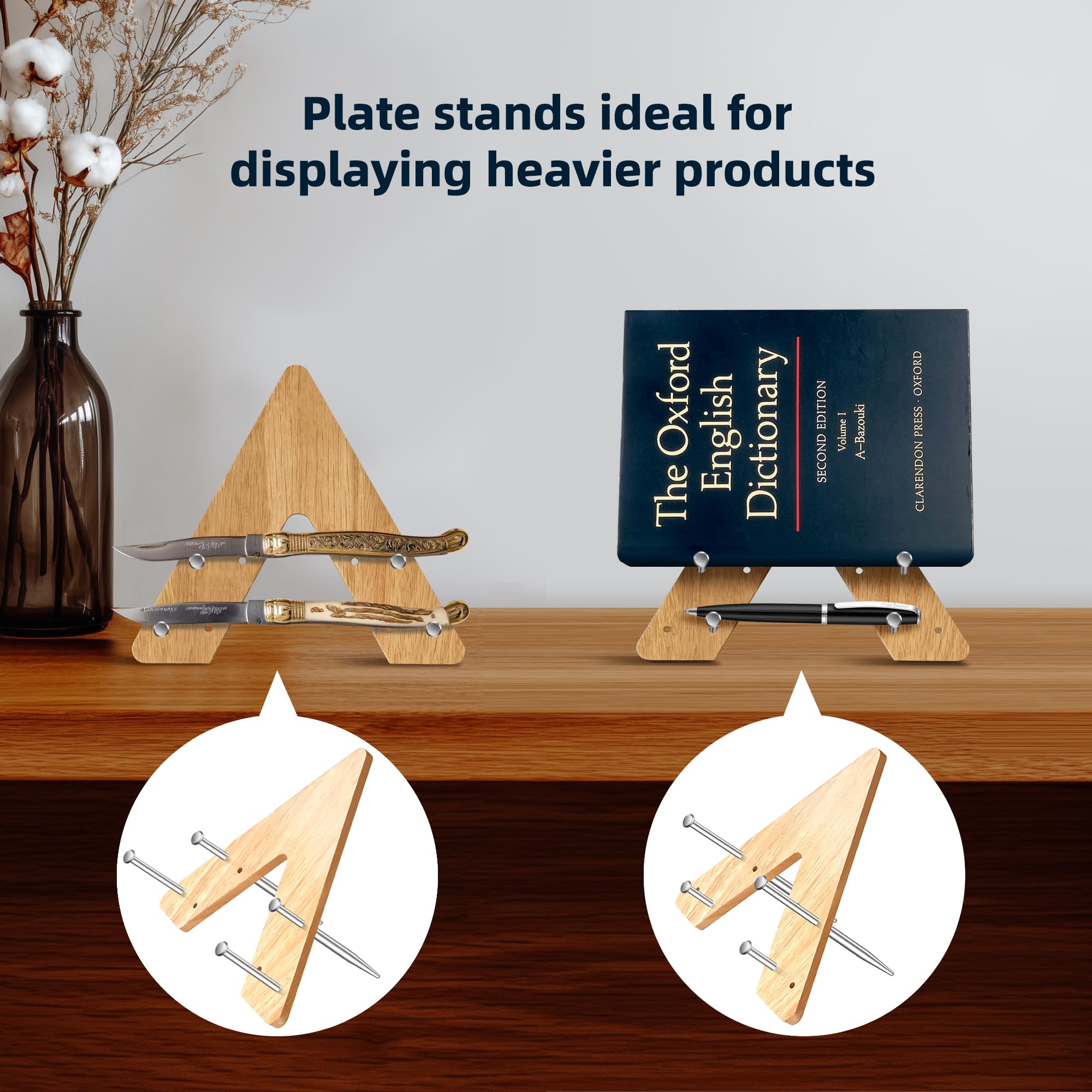 Wooden Frame Display Stand with Steel Pegs – view 2