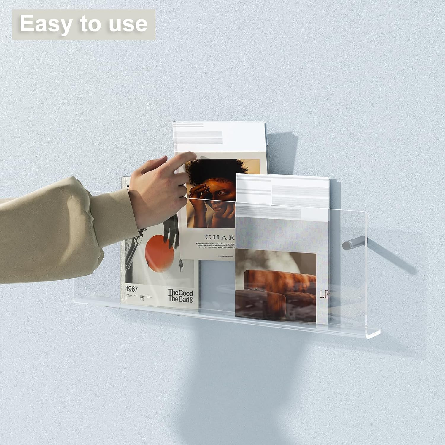 Clear Acrylic Wall-Mount Magazine & Book Holder, 17 Inch, Pack of 2 – view 6