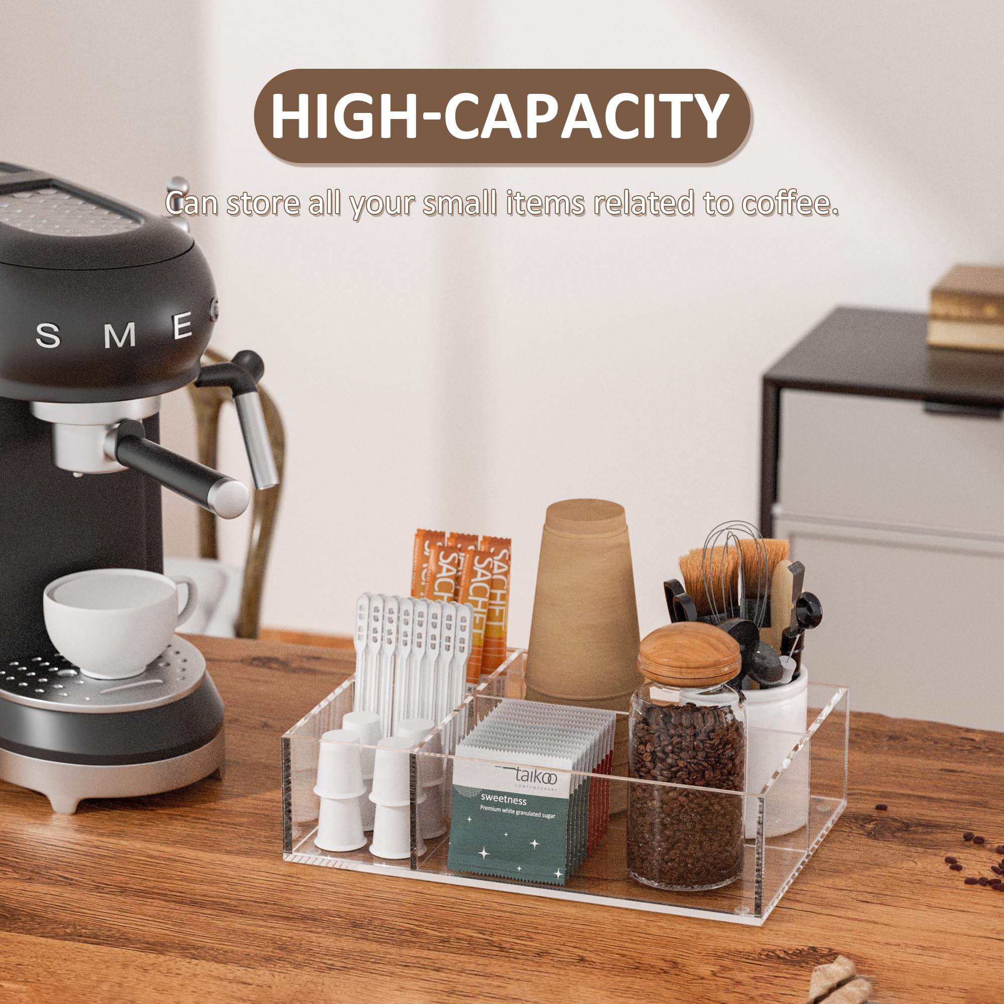 Clear Acrylic Coffee Station Organizer Tray, 4 Compartments – view 5