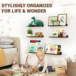 15-Inch Floating Wall Shelves, Clear Black, 3 Pk – Yosham