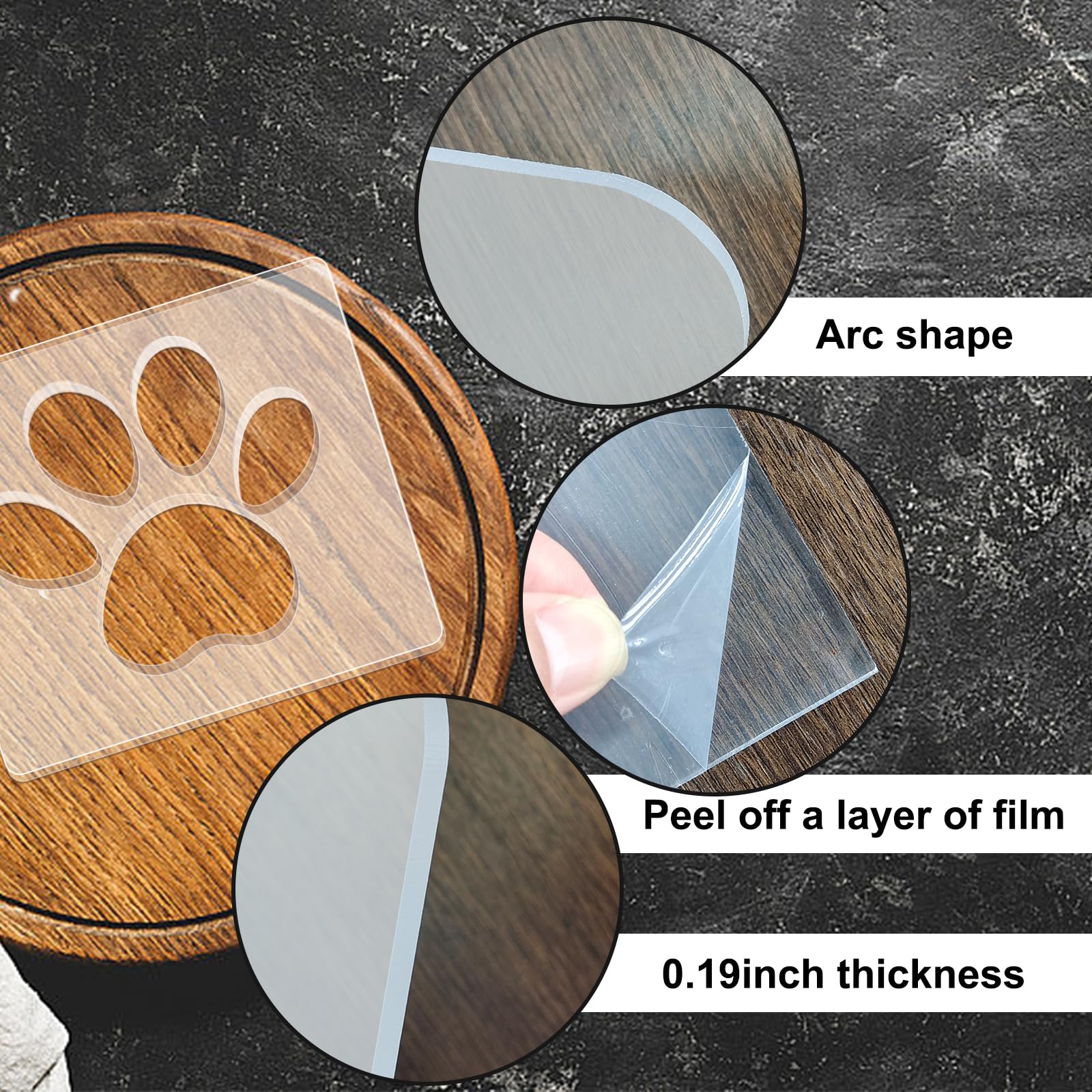 Paw Print Acrylic Router Inlay Template – view 3