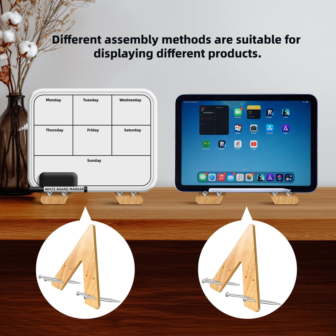 Wooden Frame Display Stand with Steel Pegs – view 4