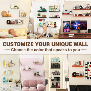 15-Inch Floating Wall Shelves, Clear Black, 3 Pk – Yosham