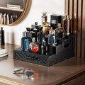 Black Wood Cologne Organizer with Drawer & Side Handles, 3 Tier, 12 in