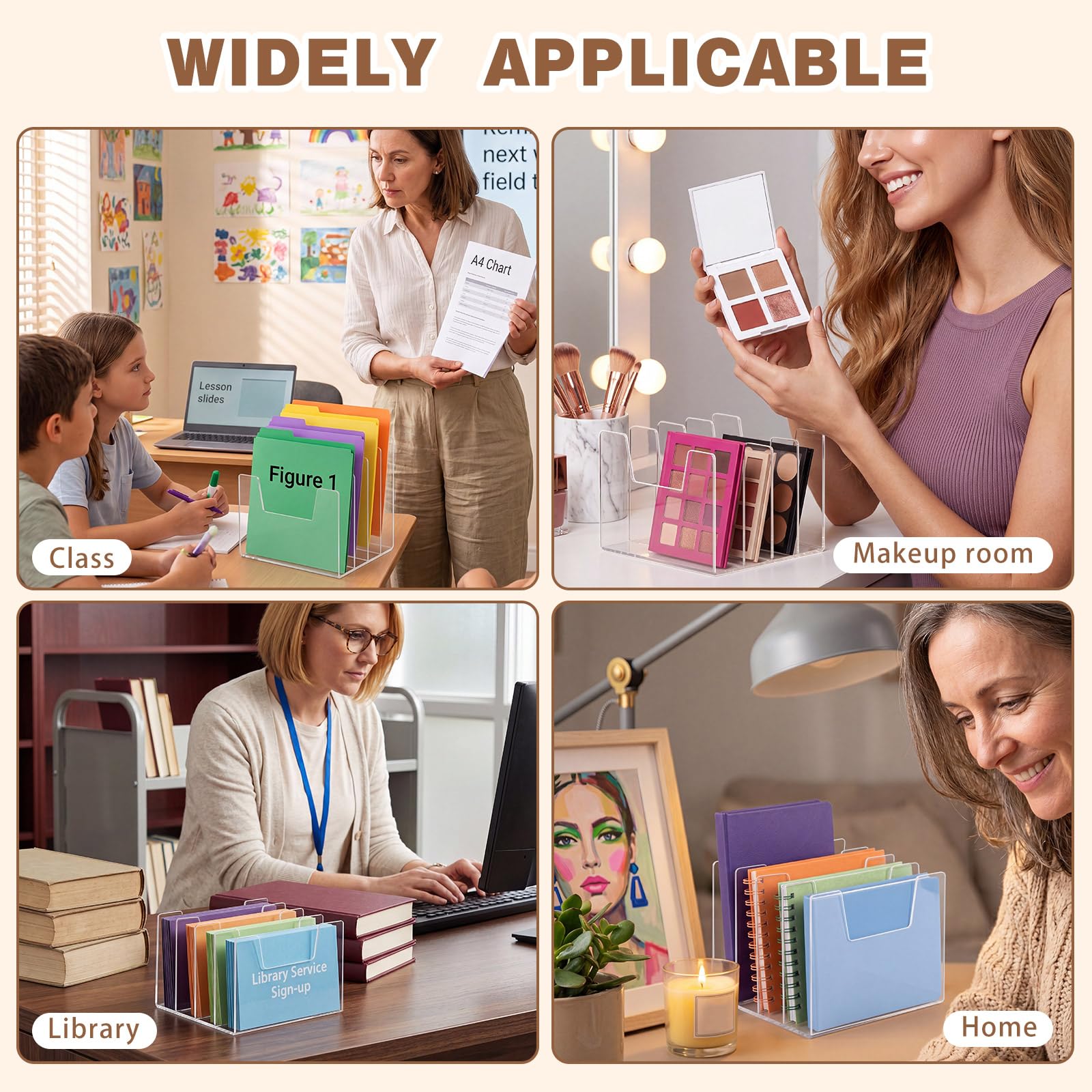 Clear Acrylic Desktop File Sorter, 4 Sections – view 6