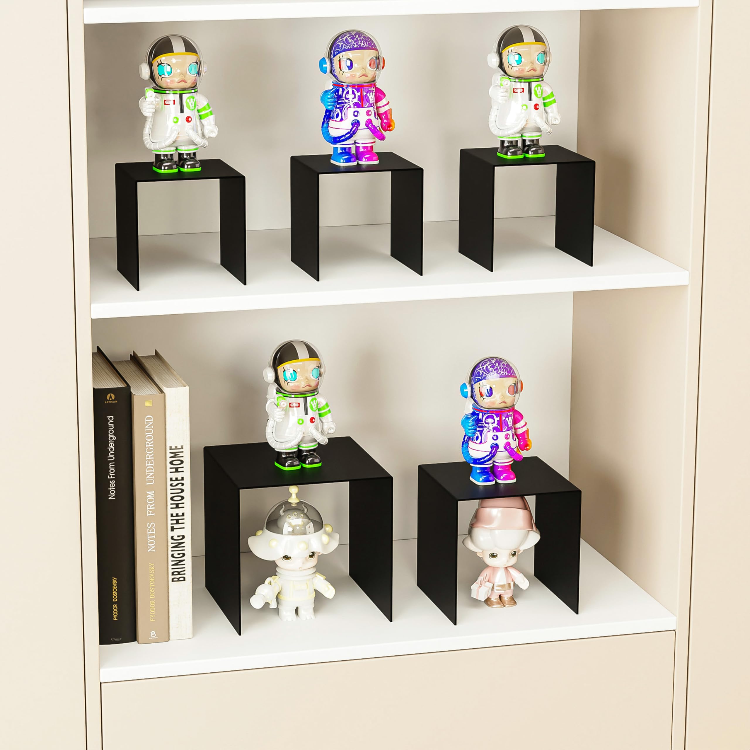 Black Acrylic Square Display Risers, 4 × 4 × 4 in, Pack of 8