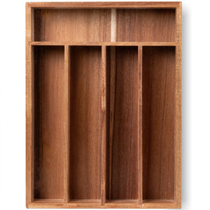 Acacia Wood Silverware Organizer, 5 Slots – Yosham