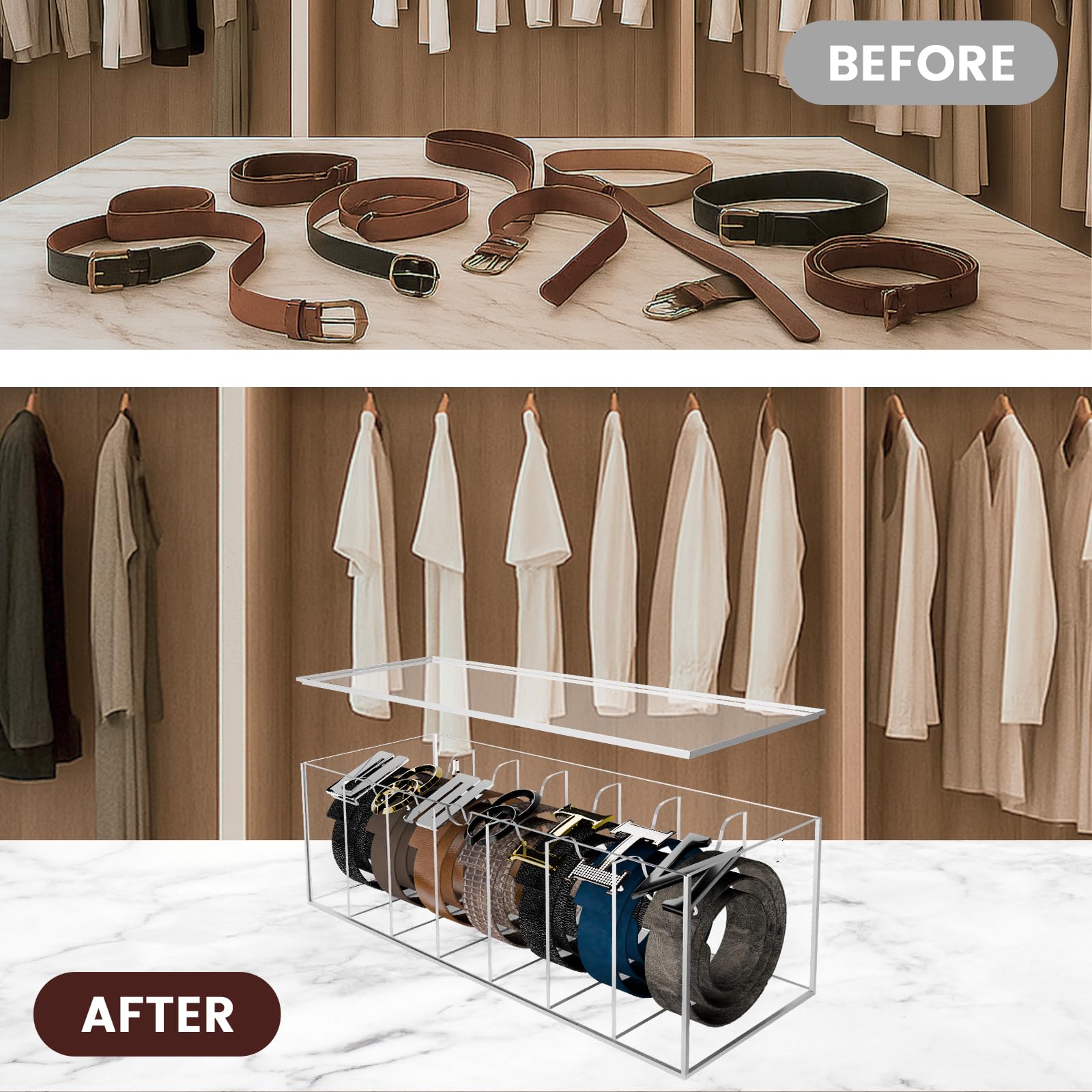 Acrylic Belt Organizer with Dust Cover – view 2