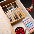 Bamboo Cutlery Drawer Organizer, 3 Slots