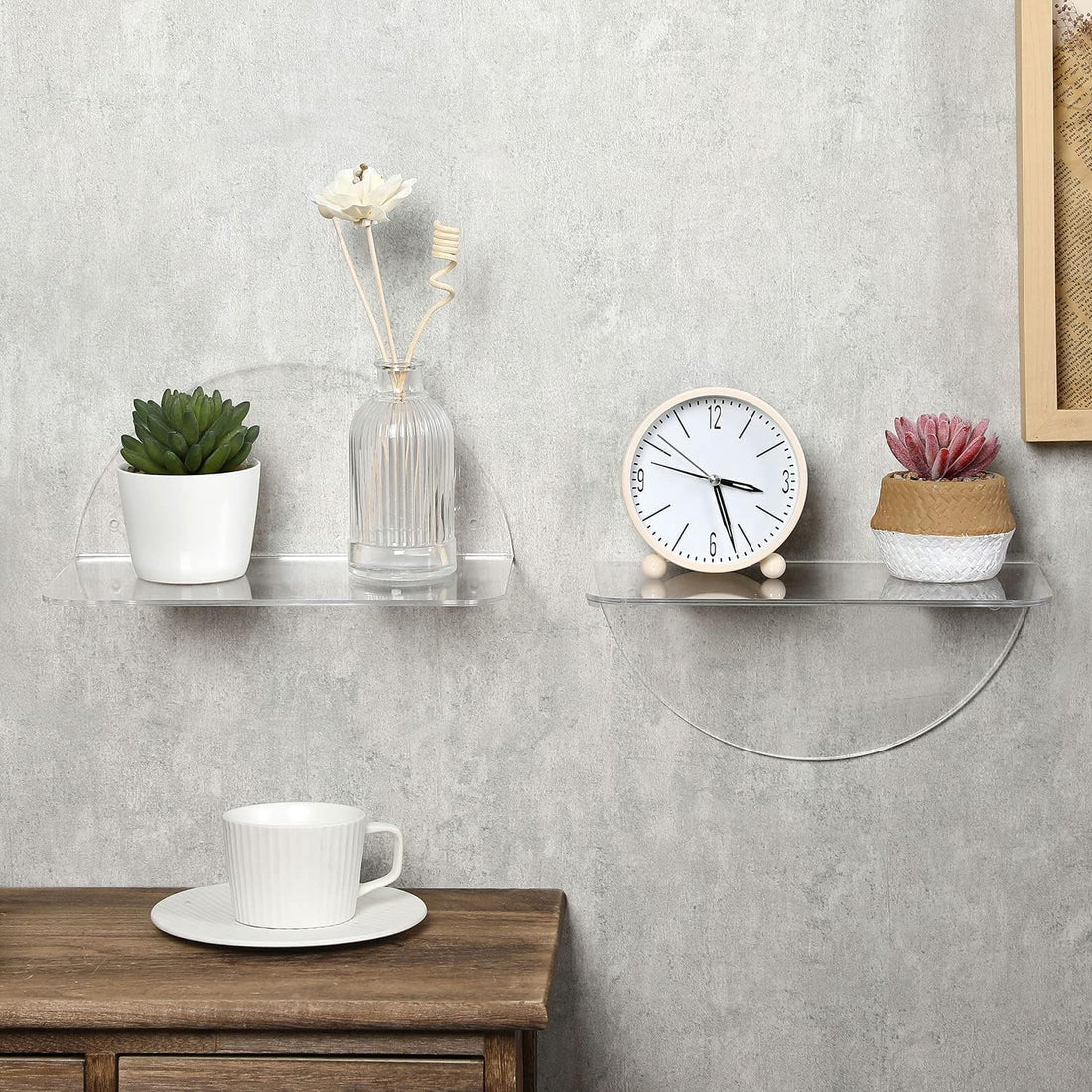 Clear Acrylic Half-Moon Floating Wall Shelves, Pack of 2 — Small – view 5