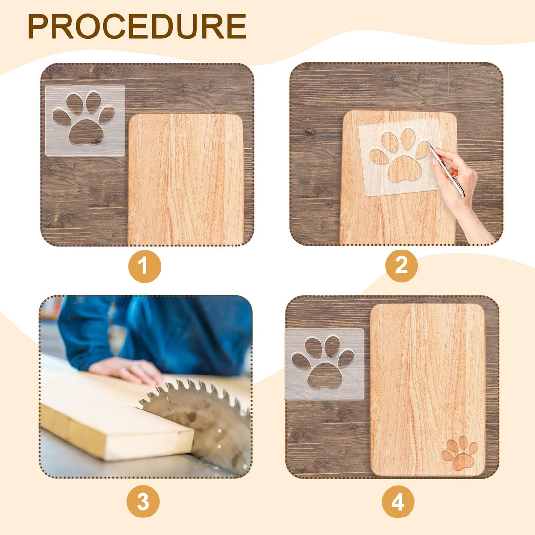 Paw Print Acrylic Router Inlay Template – view 4