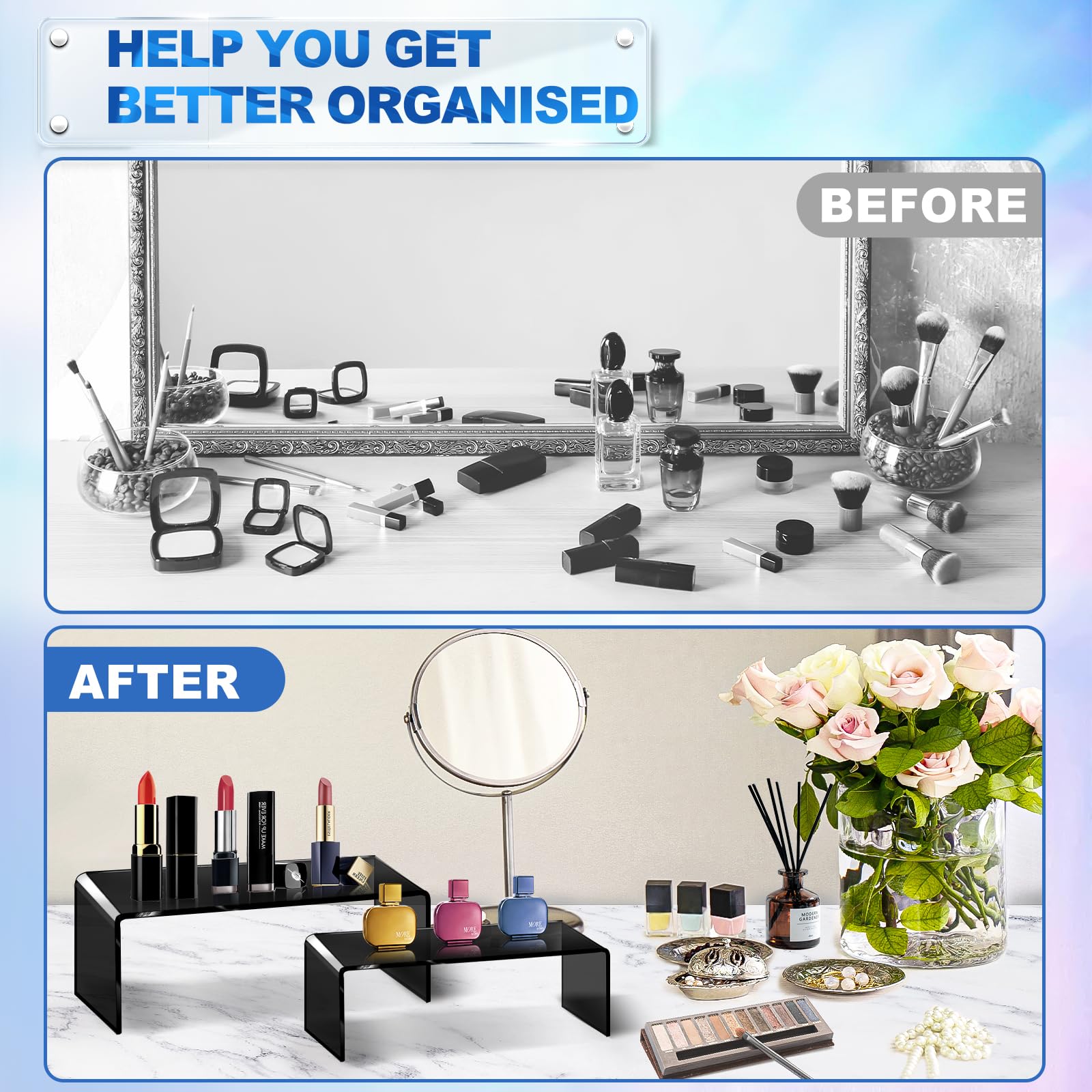 Black Acrylic Display Riser Stairs, 4 Tiers, 2 Sets (8 Pcs) – view 4