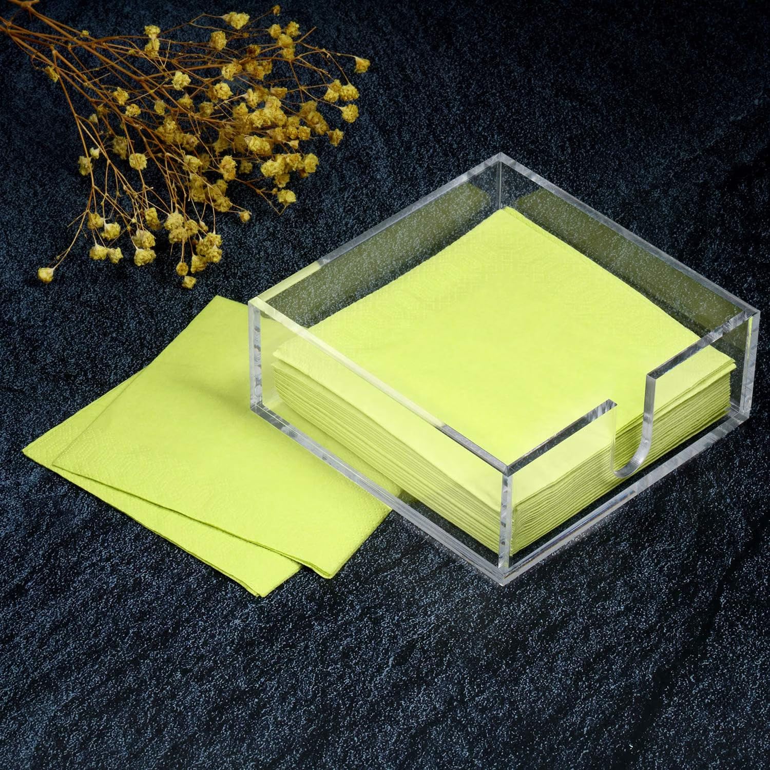 Duveesha 2 Pieces Acrylic Cocktail Napkin Holder, 5.5 x 5.5 Inch