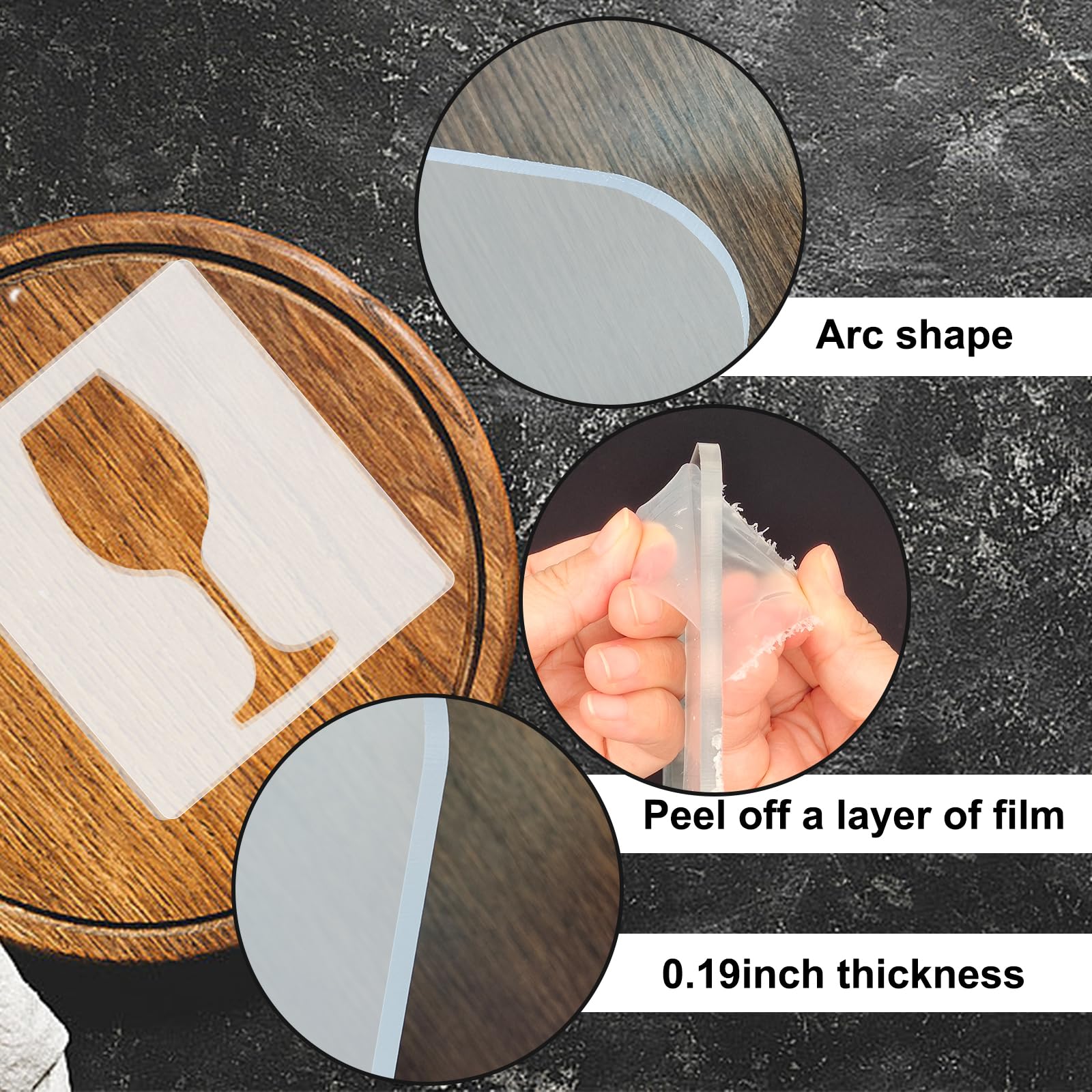 Wine Glass Acrylic Router Inlay Template – view 3