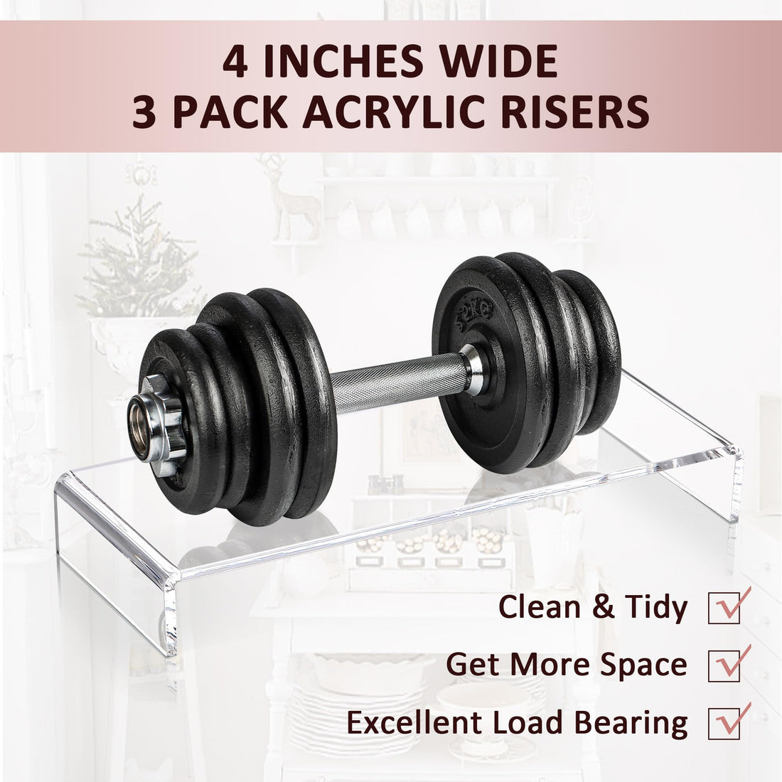 Clear Acrylic 3-Tier Display Riser Set, 12 in, 5 mm Thick – view 4