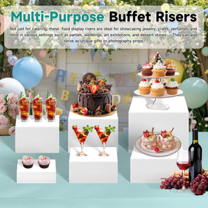 White Acrylic Buffet Risers, Nesting 6-Piece Set – Yosham