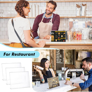Sanwuta 4 Pcs Horizontal 8.5 x 11 Inch Acrylic Sign Holder Clear Plastic Sign Stand for Display Acrylic Holder for Restaurant Office Store and Home Use Menu Desktop Supplies