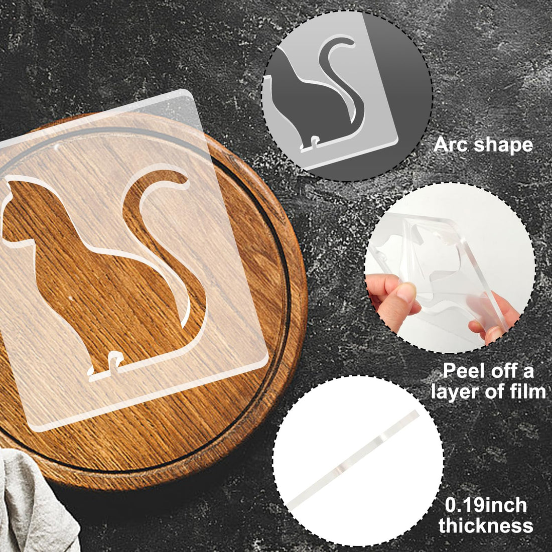 Cat Acrylic Router Inlay Template – view 3