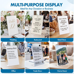 Slant Acrylic Sign Holder, 4x6 In, 4 Pack – Yosham