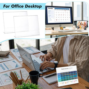 Sanwuta 4 Pcs Horizontal 8.5 x 11 Inch Acrylic Sign Holder Clear Plastic Sign Stand for Display Acrylic Holder for Restaurant Office Store and Home Use Menu Desktop Supplies