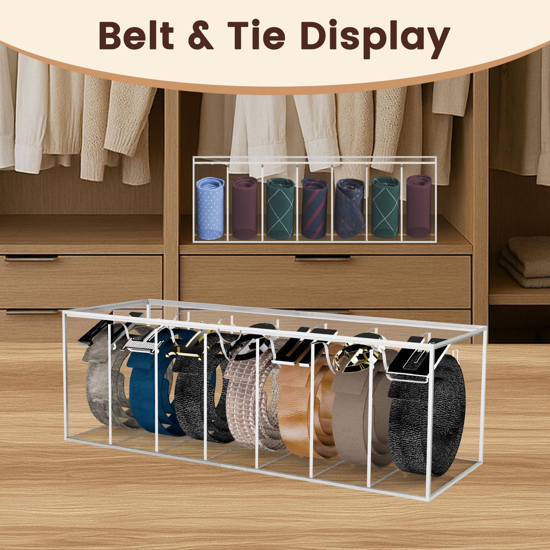 Acrylic Belt Organizer with Dust Cover – view 4