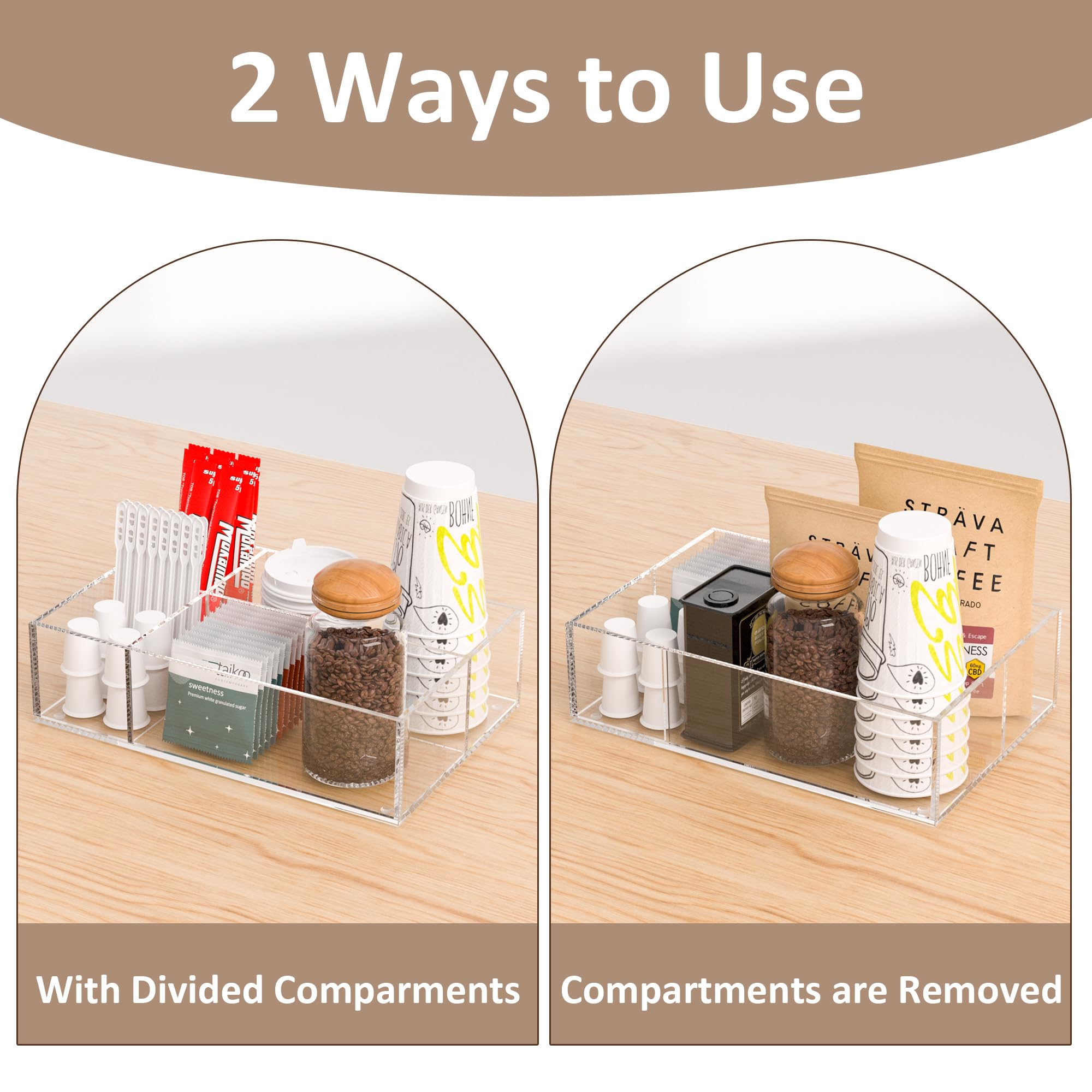 Clear Acrylic Coffee Station Organizer Tray, 4 Compartments – view 4