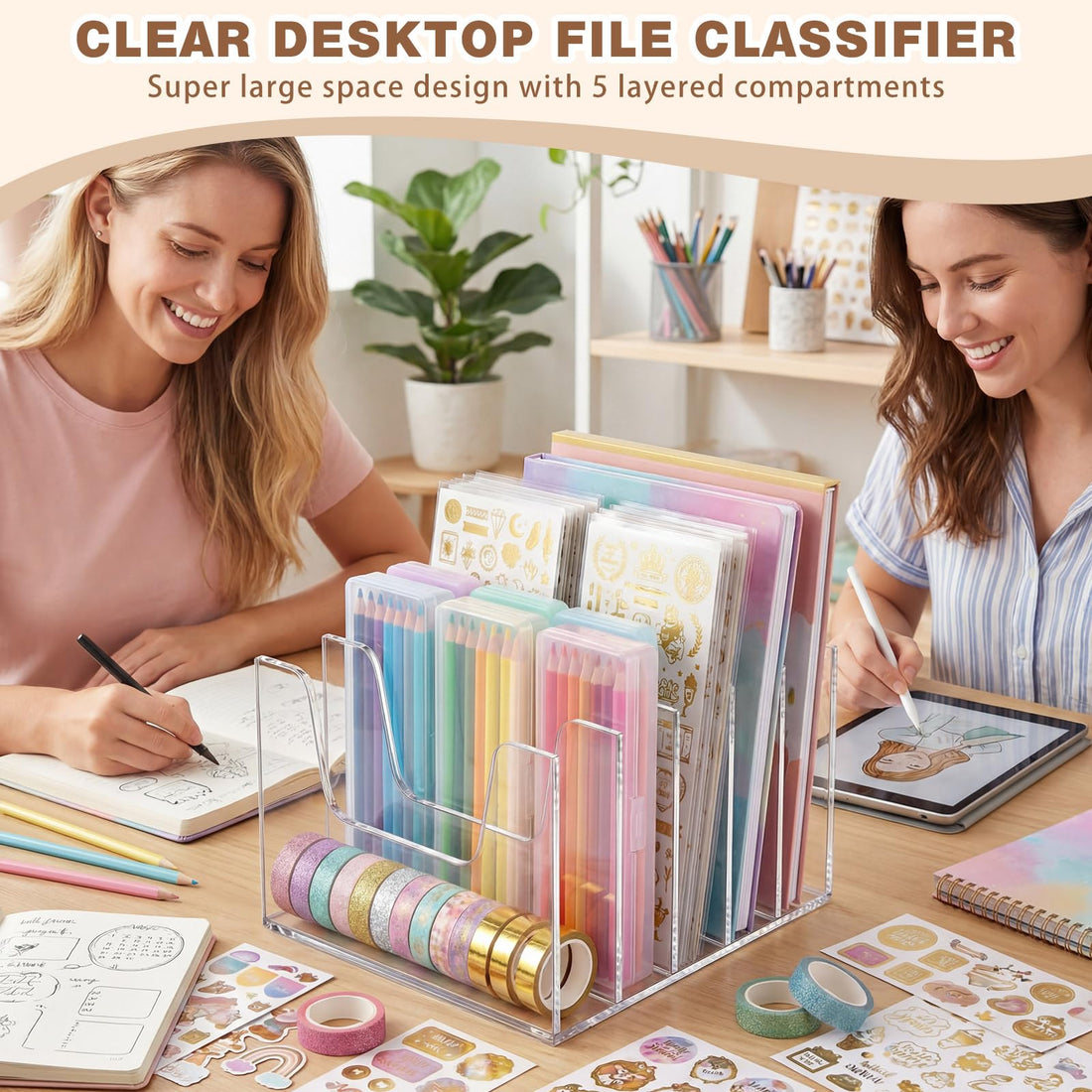 Clear Acrylic Desktop File Sorter, 5 Sections – view 7