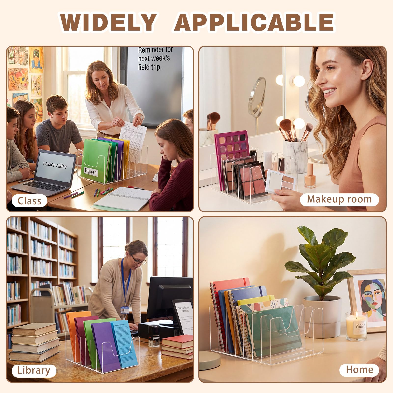 Clear Acrylic Desktop File Sorter, 7 Sections – view 6
