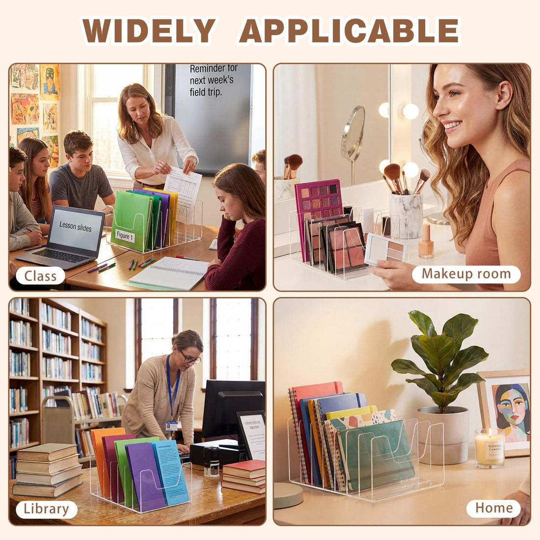 Clear Acrylic Desktop File Sorter, 7 Sections – view 6
