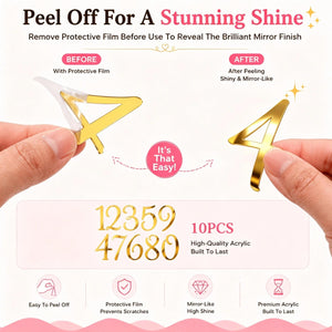 Gold Mirror Acrylic Cake Topper Numbers 0-9 – Yosham