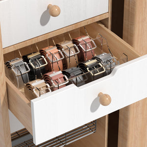 ACRYDECOR Large Acrylic Belt Organizer, Clear 10 Compartments Belt Storage for Closet with Dust Cover, Clear Belt Container Display Holder