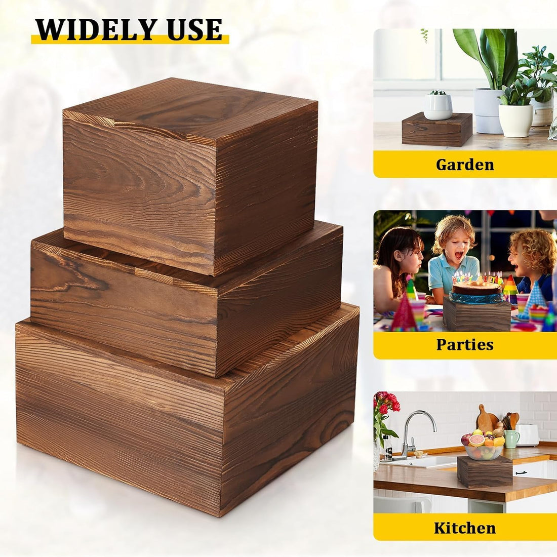 Rustic Wood Nesting Buffet Riser Stands, Set of 6 – view 6