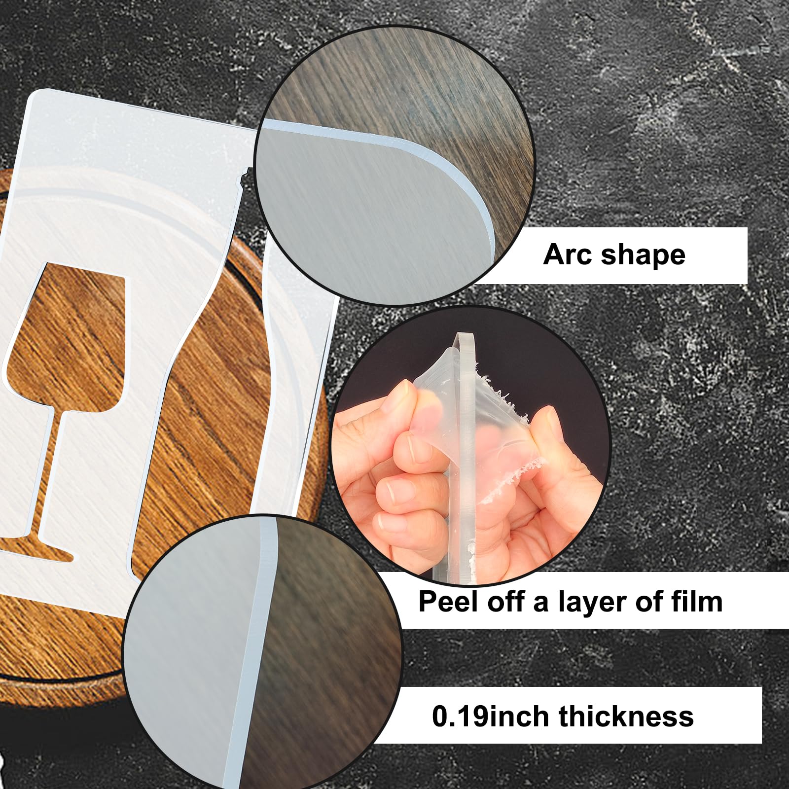 Wine Glass Acrylic Router Inlay Template – view 3