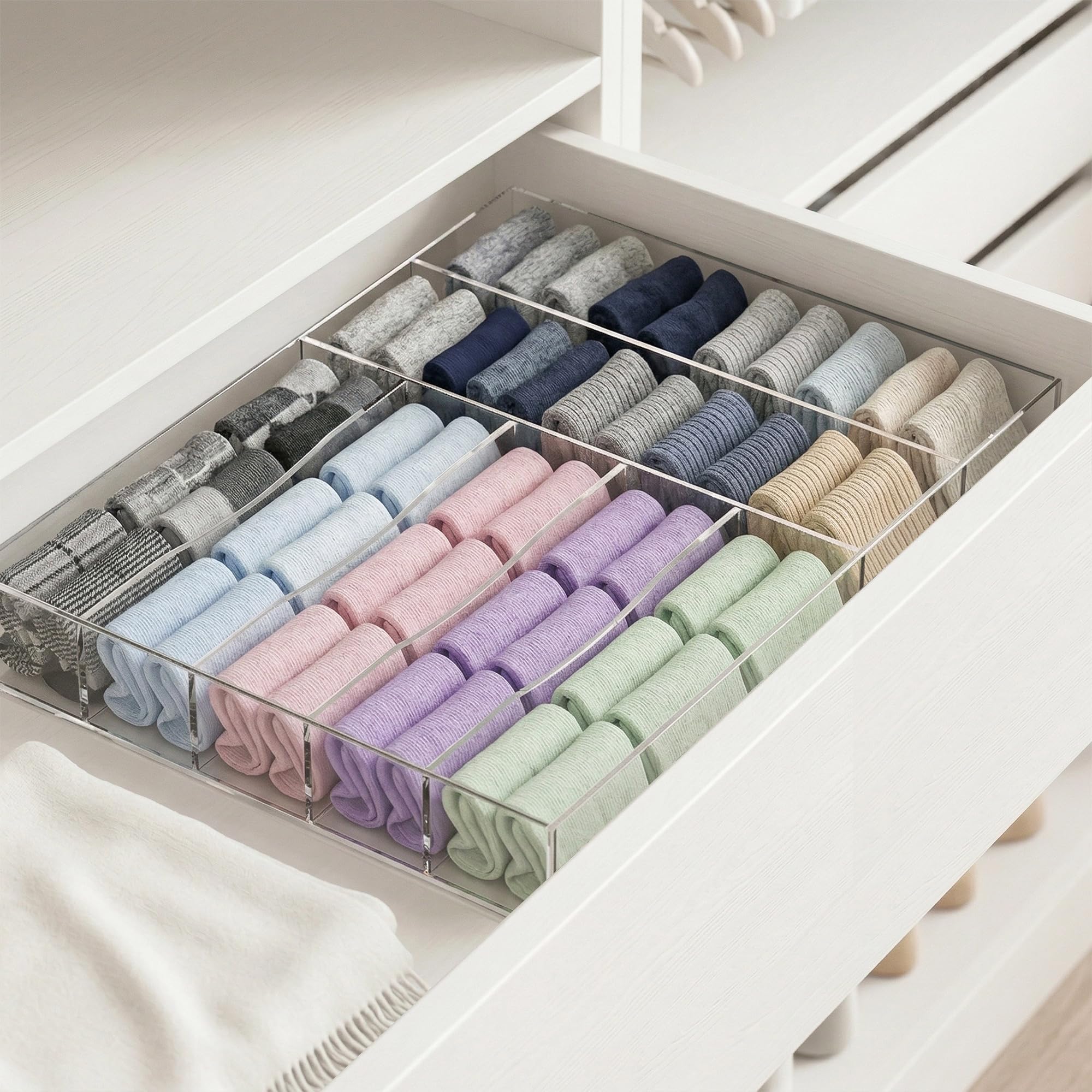 Clear Acrylic Cutlery Drawer Organizer, 7 Slots, 13 × 17 in – view 8