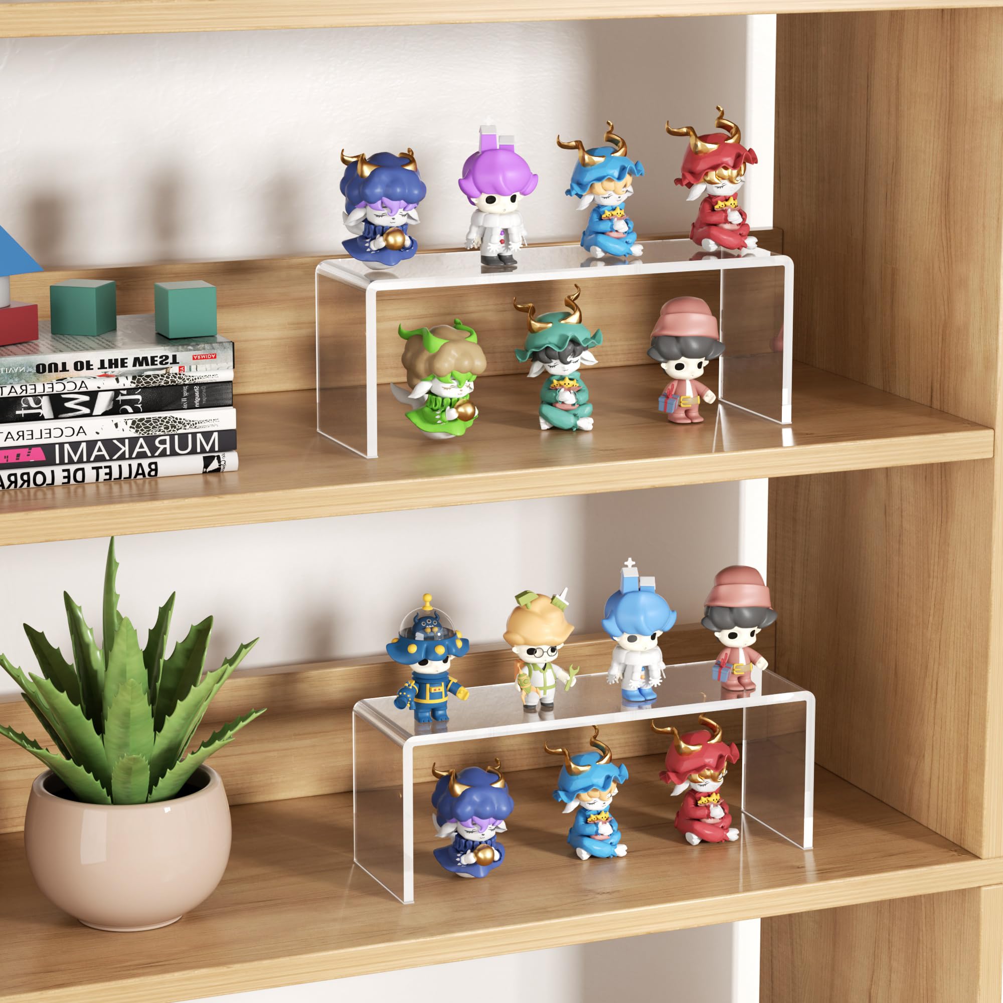 Large Clear Acrylic Display Risers, 12.4 × 4 × 4.6 in, Pack of 4