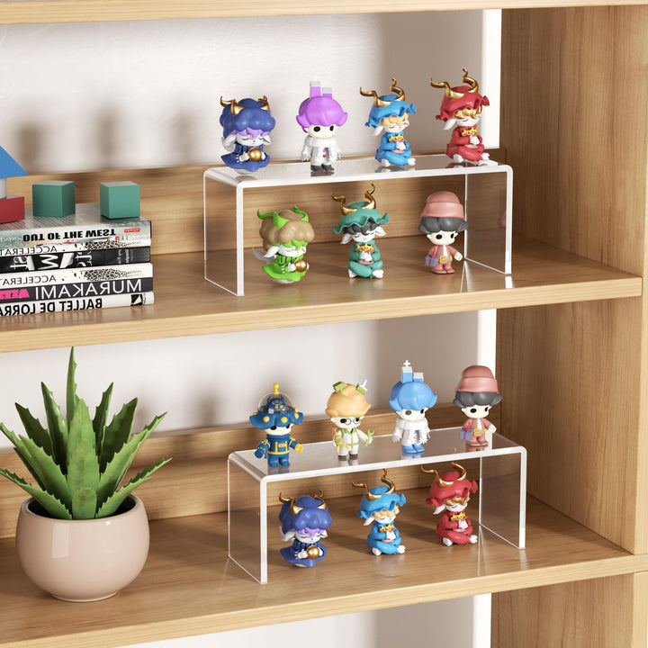 Large Clear Acrylic Display Risers, 12.4 × 4 × 4.6 in, Pack of 4