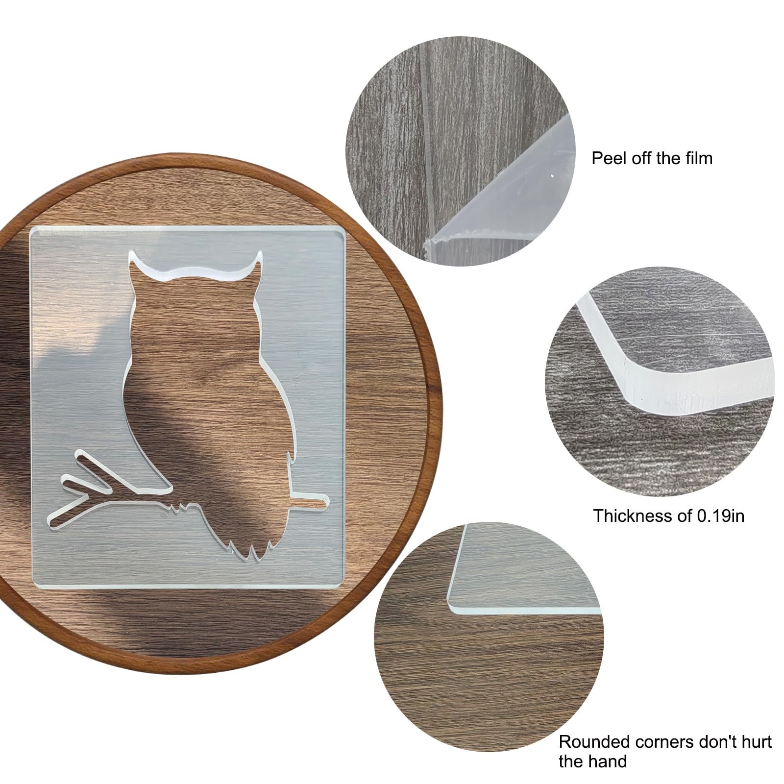 Acrylic Owl Router Template for Woodworking – view 3