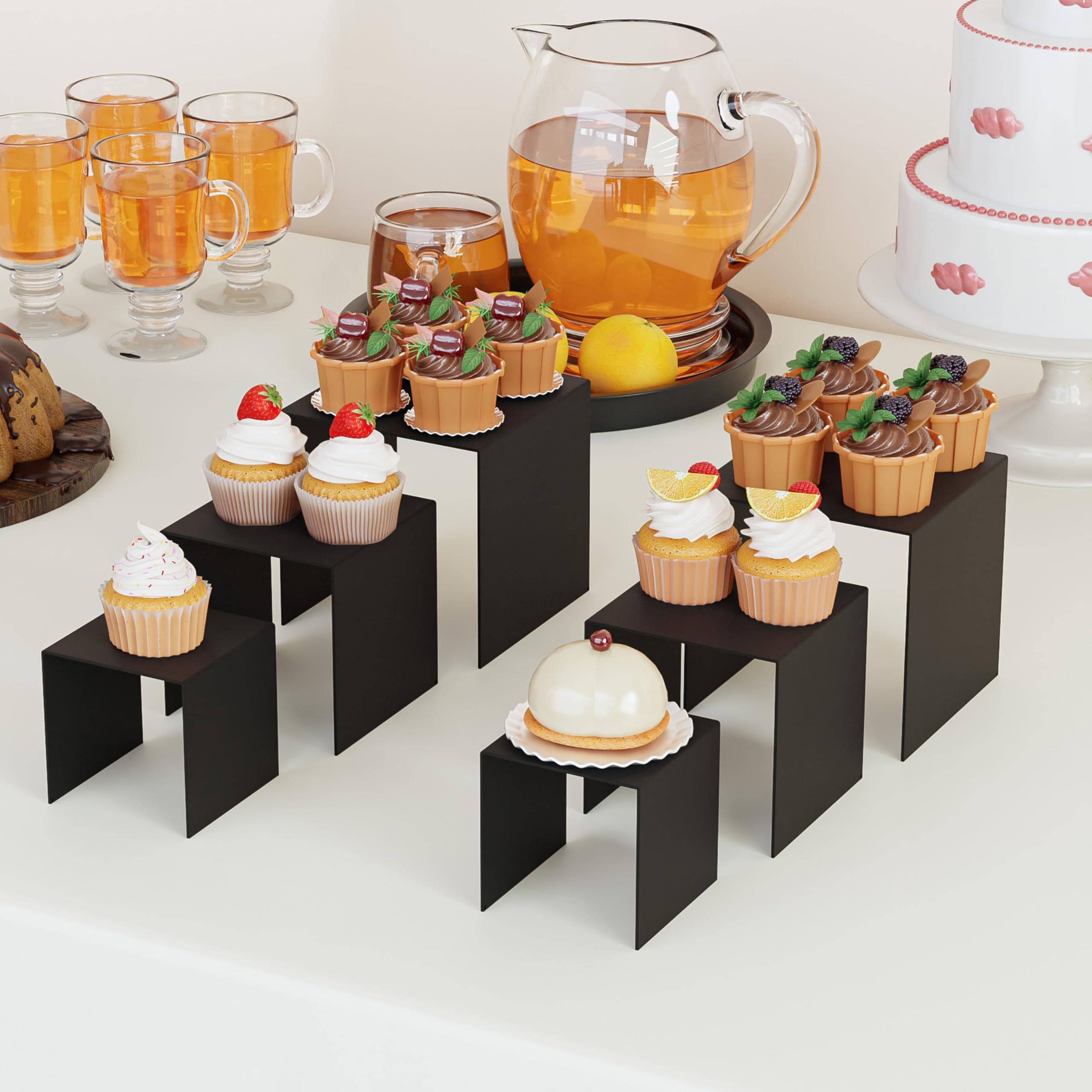 Black Acrylic Square Display Risers, 4 × 4 × 4 in, Pack of 8 – view 5