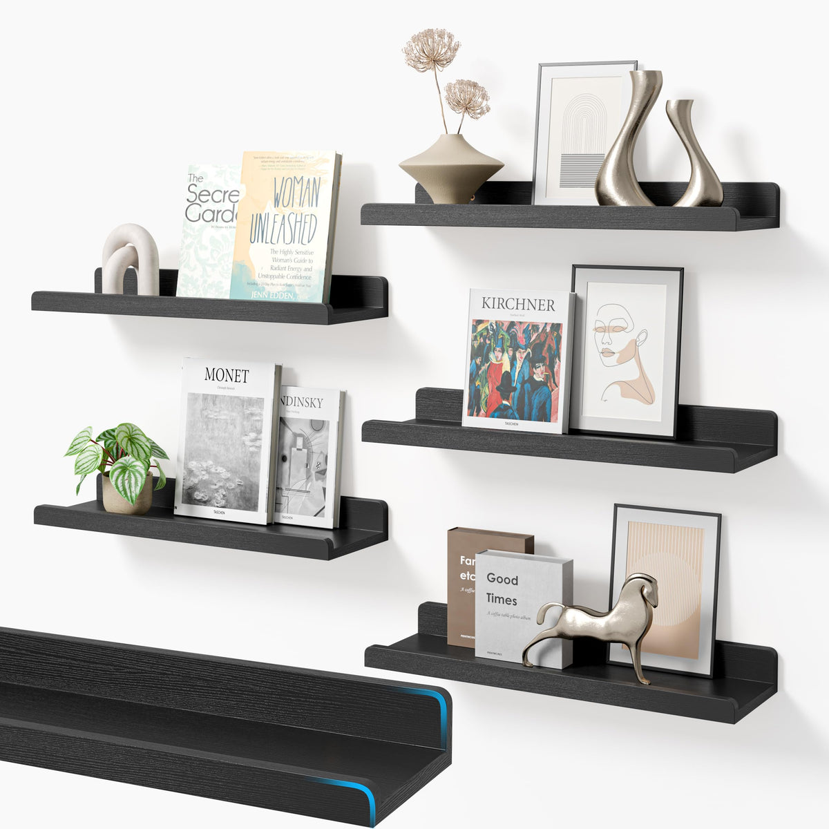 Rustic Wood Floating Wall Shelves, Set of 6 – Yosham