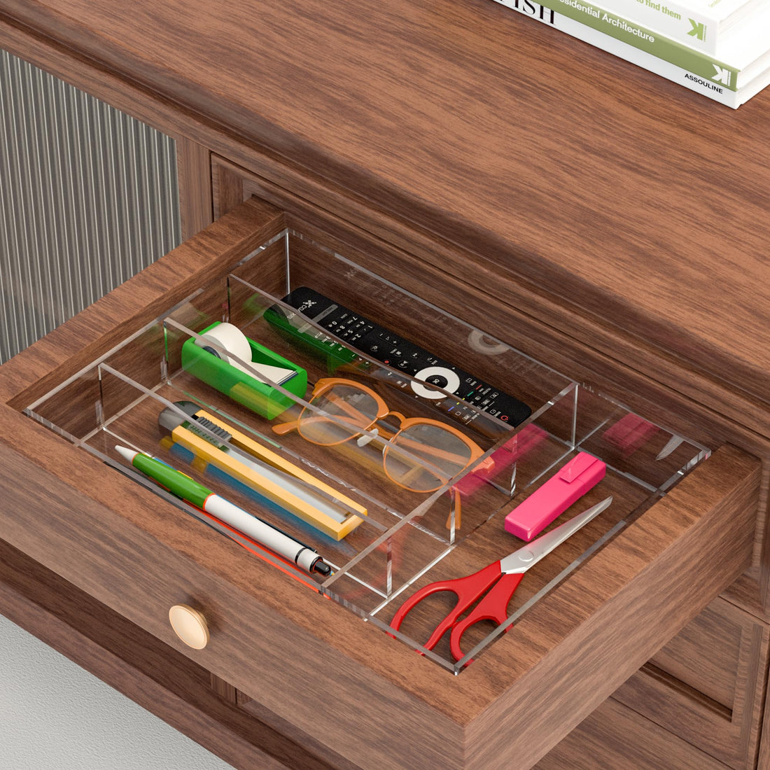 Clear Acrylic Cutlery Drawer Organizer, 5 Slots, 10 × 14 in – view 9
