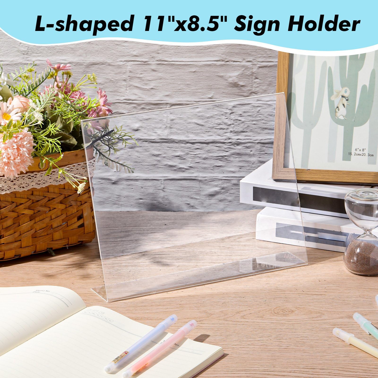 Clear Acrylic Sign Holders, 11 × 8.5 in Landscape L-Stand, Pack of 4 – view 3