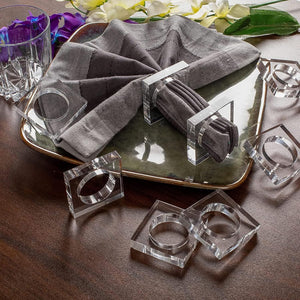 Duveesha Acrylic Set of 6 Napkin Ring Holder for Table wash Basin Kitchen Dining Table Home Wedding Dinner Party 2X2 Inch (12, Square Shape)
