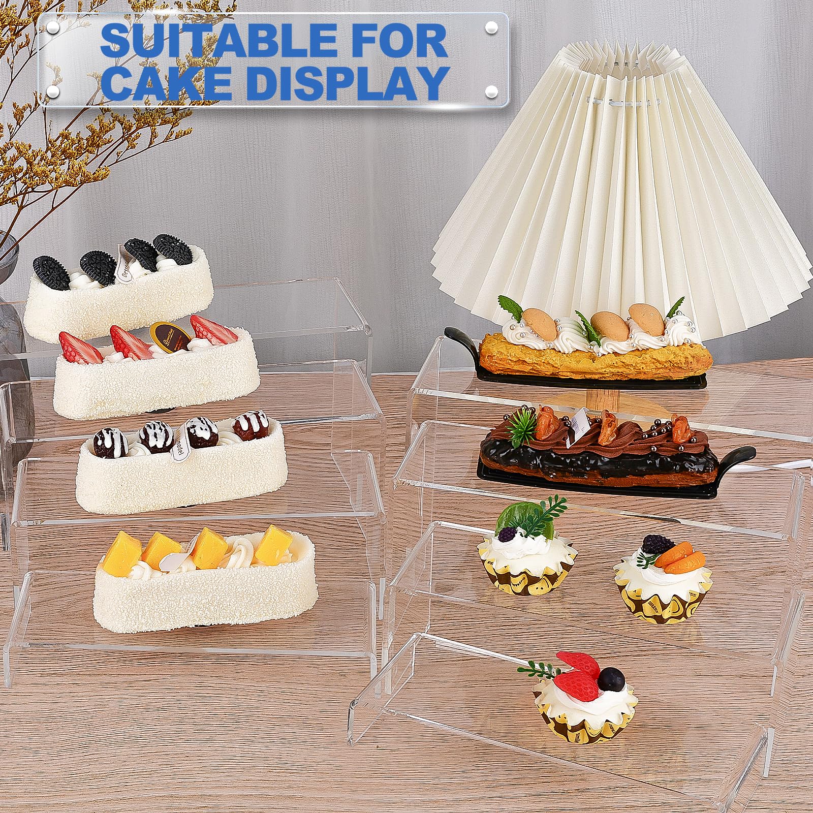Clear Acrylic Display Riser Stairs, 4 Tiers, 2 Sets (8 Pcs) – view 8