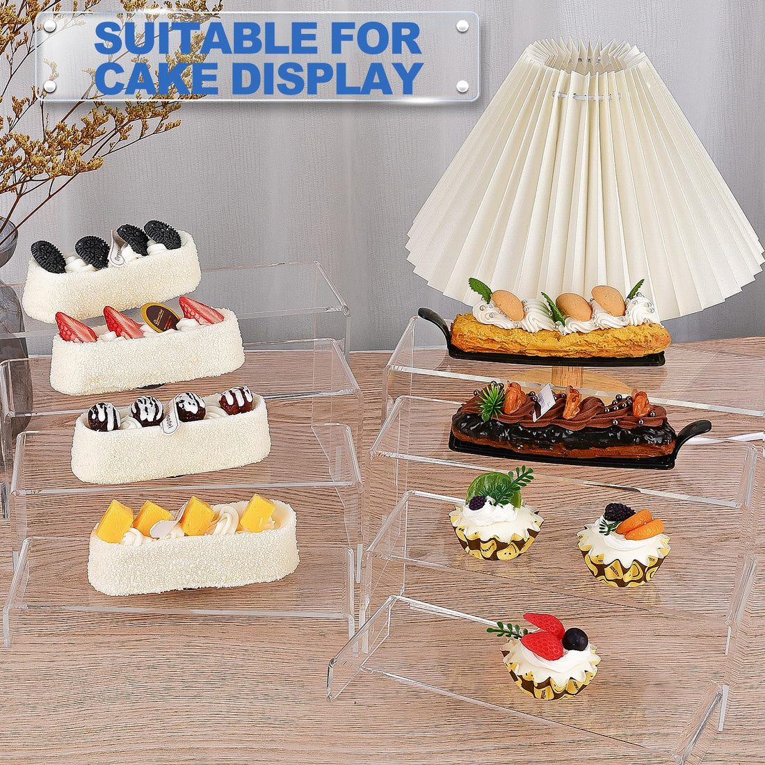 Clear Acrylic Display Riser Stairs, 4 Tiers, 2 Sets (8 Pcs) – view 8