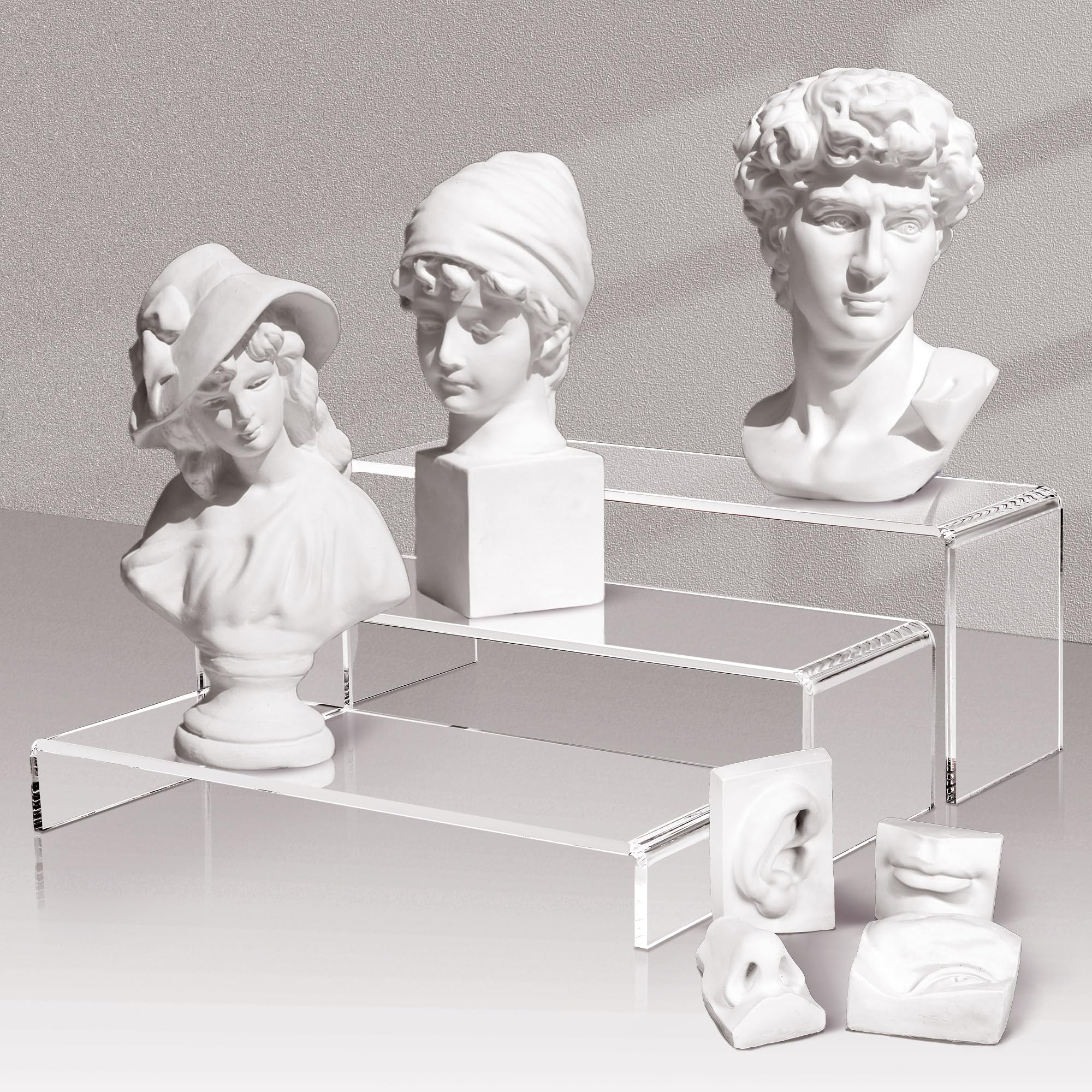 Clear Acrylic 3-Tier Display Riser Set, 12 in, 5 mm Thick