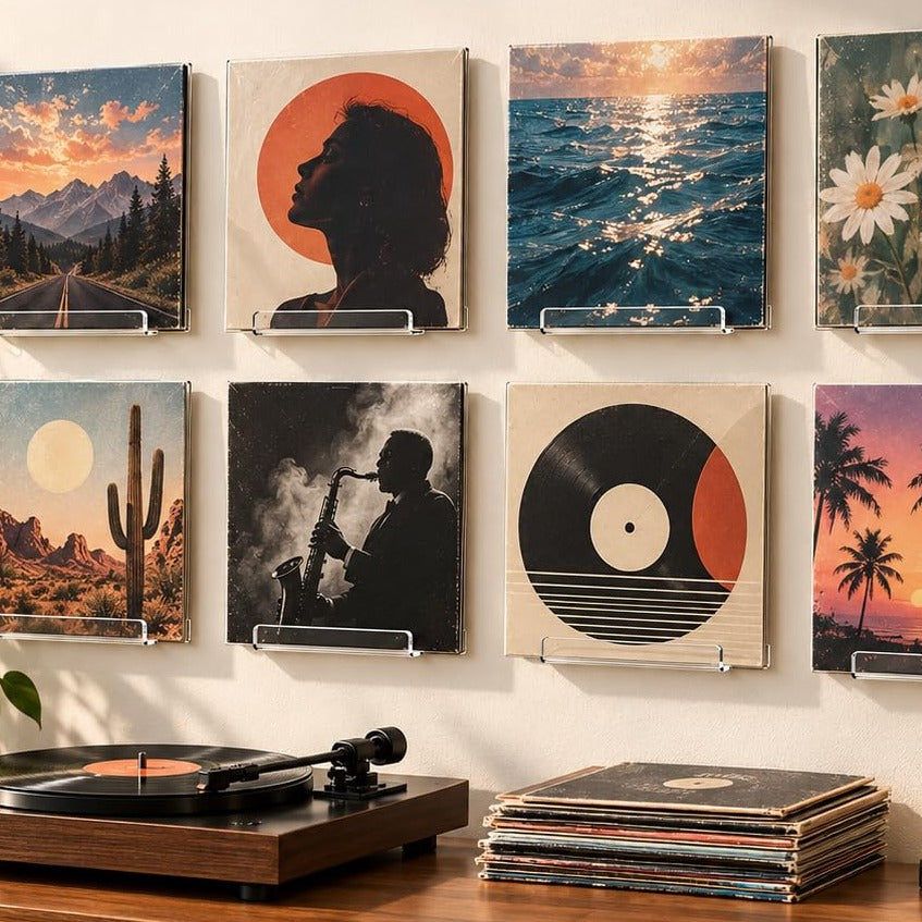 7-Inch Clear Acrylic Vinyl Record Display Wall Shelves, Pack of 8